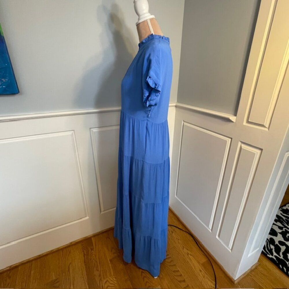 Marie Oliver Silk Blend Coastal Flowy Maxi Dress Farah Ruffled High Neck Small - Picture 5 of 9